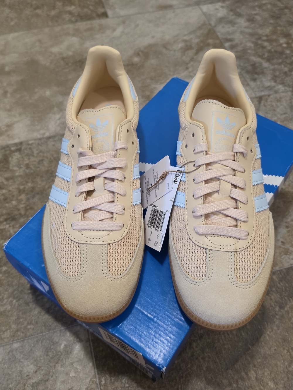 Adidas Originals Women’s Samba OG Knit Mesh Sand Strata Sky Tint - Picture 2 of 7
